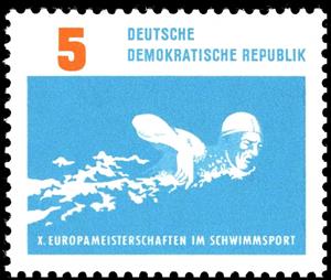 Stamp, Freestyle swimming, Germany, Democratic Republic,  , Sport, Swimming