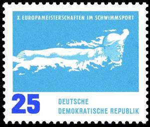 Stamp, Butterfly, Germany, Democratic Republic,  , Sport, Swimming