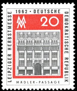 Stamp, Entrance to the Mädler-Passage, Leipzig, Germany, Democratic Republic,  
