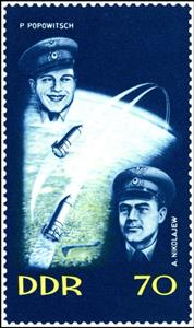 Stamp, P.R. Popovich (1930-2009), A.G. Nikolayev (1929-2004), Germany, Democratic Republic,  