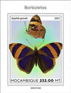 Souvenir Sheet, Epiphile grandis, Mozambique,  , Butterflies, Insects