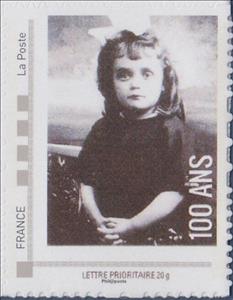 Stamp, 100 ans. Black and White Photo of Girl, Personalized and Private Mail Stamps,  , Children, Photographs