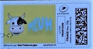 Stamp, Meuh, Personalized and Private Mail Stamps,  , Bulls and Cows, Cartoons