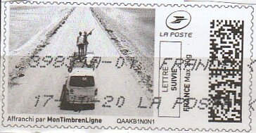 Stamp, On the roof of the car Causeway of Passage du Gois in black, Personalized and Private Mail Stamps,  , Cars, Coastal Areas, Tourism