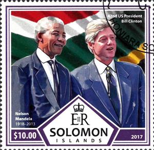 Stamp, Nelson Mandela (1918-2013), Solomon Islands,  , Antiracism, Famous People, Heads of State, Nobel Laureates, Politicians, Queens, Royalty