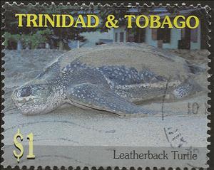 Stamp, Leatherback turtle, Trinidad and Tobago,  , Animals (Fauna), Mammals, Turtles