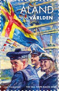 Stamp, Tall Ships Race 2021, Åland Islands,  , Flags, Sailing Ships