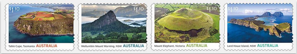Se-tenant, Australia's Volcanic Past, Australia,  , Islands, Landscapes, Mountains