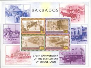 Souvenir Sheet, Souvenir Sheet of 4, Settlement of Bridgetown…, Barbados,  , Townscapes / City Views