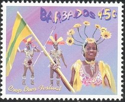 Three people in costume, Crop Over Festival