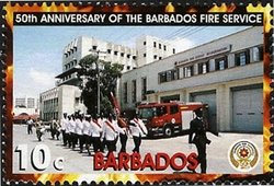 Stamp, Parade at firehouse, Barbados,  
