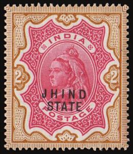 Stamp, Head of Queen Victoria - overprinted, Jhind,  , Crowns and Coronets, Famous People, Heads of State, Queens, Royalty, Women
