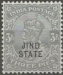 King George V wearing Imperial Crown of India - overprinted