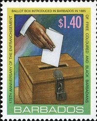 Stamp, Introduction of ballot box, 1885, Barbados,  