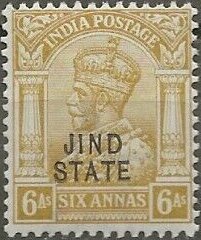 King George V wearing Imperial Crown of India - overprinted
