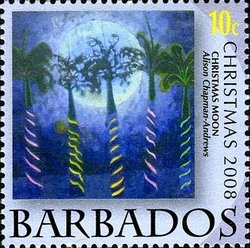 Stamp, Christmas Moon, by A. Chapman-Andrews, Barbados,  
