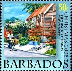 Stamp, Preparing for Christmas, by V. Broodhagen, Barbados,  