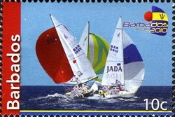 Various racing sailboats