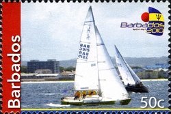 Various racing sailboats