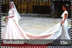 Middleton in wedding dress with attendant