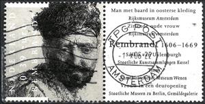 Stamp with Attached Label, "Man with Oriental Costume", Netherlands,  , Anniversaries and Jubilees, Art, Paintings