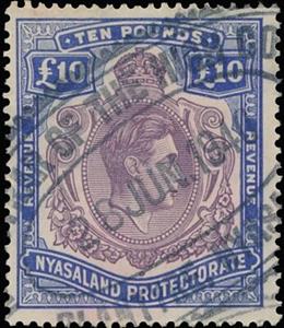 Stamp, King George VI, Nyasaland,  , Crowns and Coronets, Famous People, Heads of State, Kings, Men, Royalty