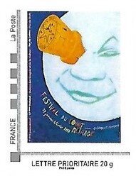 Stamp, Antoine Lopez Poster Art. 1985 Moon, Personalized and Private Mail Stamps,  , Art, Moon, film, Promotional Posters