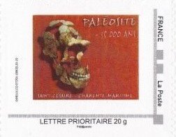 Stamp, Paleosite. Prehistory. Skull., Personalized and Private Mail Stamps,  , Amusement Parks, Fossils, Museums, Prehistory