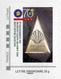 Stamp, Signpost. Societie Francaise Amis Saint jacques Campostel, Personalized and Private Mail Stamps,  , Anniversaries and Jubilees, Heroes, Religion, Road Signs, Signs
