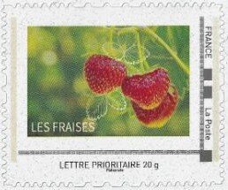 Stamp, Strawberries. Les Fraises, Personalized and Private Mail Stamps,  , Fruits, Spring