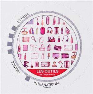 Stamp, Tools Printery Outils Imprimerie, Personalized and Private Mail Stamps,  , Round Stamps, Tools