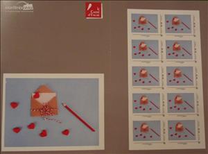 Mini Sheet, Valentine Letter 1, Personalized and Private Mail Stamps,  , Hearts, Letters (Mail), Love
