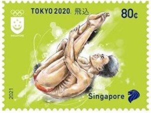 Stamp, Diving, Singapore,  , Diving (Sport of jumping), Olympic Games