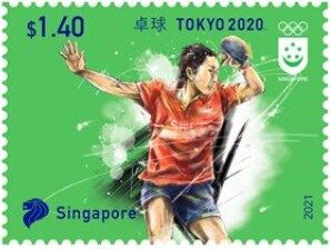 Stamp, Table Tennis, Singapore,  , Olympic Games, Table Tennis