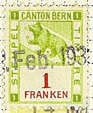 Stamp, Berne - Stempel, Switzerland- Revenue Stamps,  , Bears, Coats of Arms, Heraldic Animals