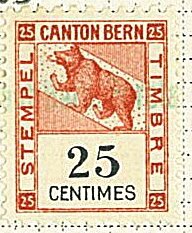 Stamp, Berne - Stempel, Switzerland- Revenue Stamps,  , Bears, Coats of Arms, Heraldic Animals