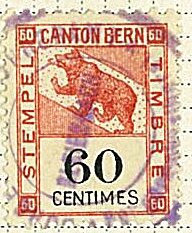 Stamp, Berne - Stempel, Switzerland- Revenue Stamps,  , Bears, Coats of Arms, Heraldic Animals