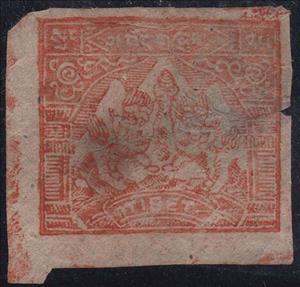 Stamp, Snow Lions, Tibet,  , Лев, Mythology, Stylized Animals, Telegraphy
