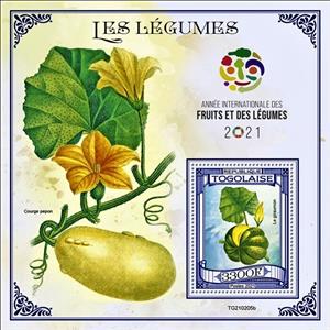 Souvenir Sheet, The International Year of Fruits and Vegetables - 2021, Togo,  , Plants (Flora), Vegetables