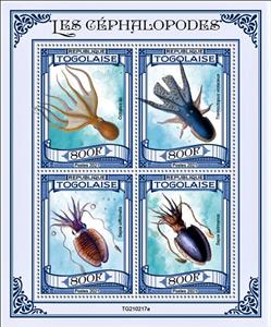 Mini Sheet, Various Octopuses, Togo,  , Octopuses, Sea Life