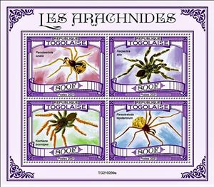 Mini Sheet, Various Spiders, Togo,  , Insects, Spiders