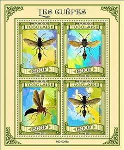 Mini Sheet, Various Wasps, Togo,  , Insects