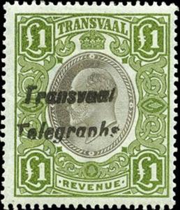 Stamp, King Edward VII, Transvaal,  , Crowns and Coronets, Famous People, Heads of State, Kings, Men, Royalty, Telegraphy