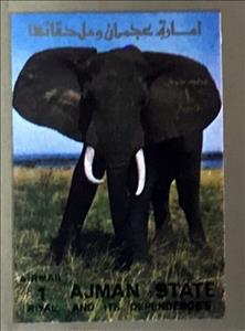 Stamp, African Elephant (Loxodonta africana), Ajman,  , Animals (Fauna), Elephants, Mammals