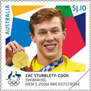 Stamp, Zac Stubblety-Cook - Swimming Men's 200m Breaststroke, Australia,  , Olympic Games, Sports, Swimming
