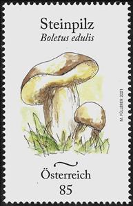 Stamp, Cep (Boletus edulis), Austria,  , Mushrooms