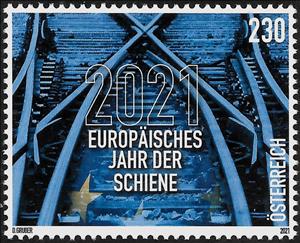 Stamp, European Year of the Rail, Austria,  , European Years, Railways