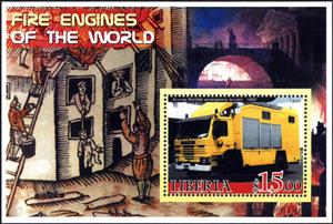 Souvenir Sheet, Fire Engines of the World, Cinderellas,  , Fire-brigade