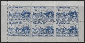 Mini Sheet, Glasgow 800, Cinderellas,  , Mailcoaches