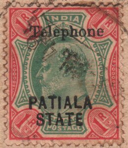 Stamp, King Edward VII, Patiala,  , Crowns and Coronets, Famous People, Heads of State, Kings, Men, Royalty, Telephony
